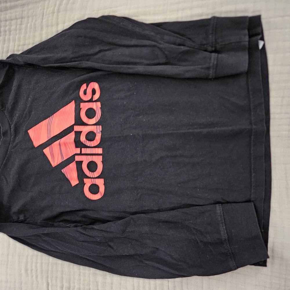 Adidas Black and Red Long Sleeve Tee for Kids